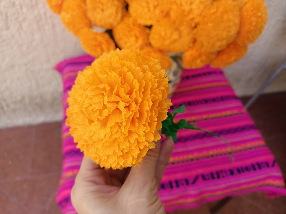 50 orders Marigolds Crepe Paper Flowers, Day of the Dead, Dia de Los Muertos, Mexican Flowers, Orange Yellow, Wedding, Cinco de Mayo, Paper Flowers