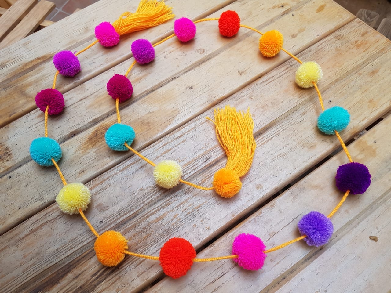 colourful mexican pom pom garland