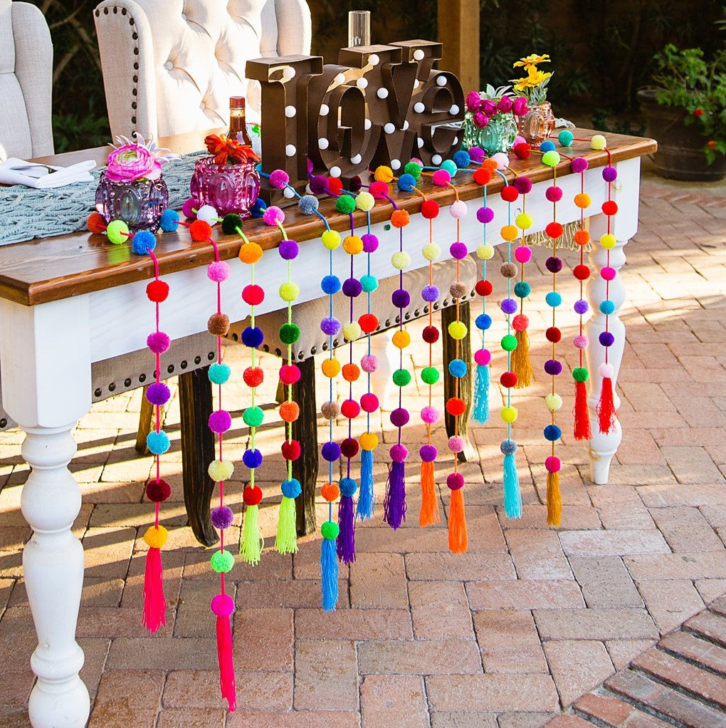 pom pom garland wedding decorations