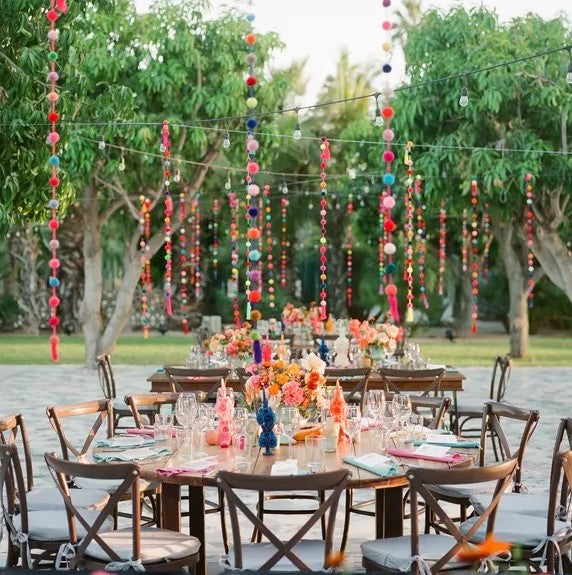 pom pom garland wedding decorations