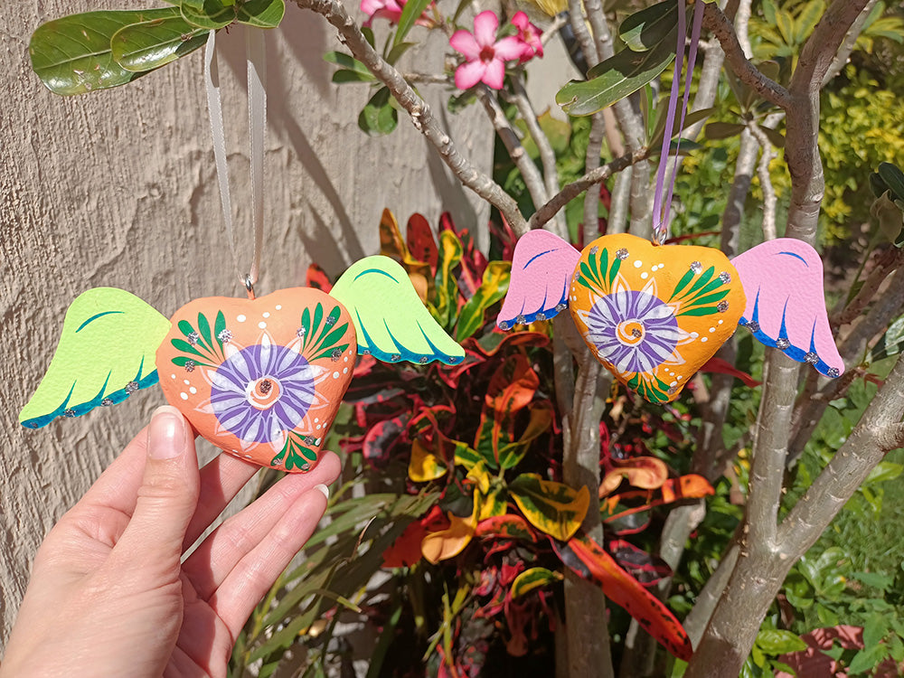 mexican winged heart ornaments christmas gift